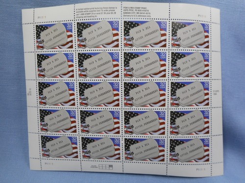 POW and MIA Never Forgotten Sheet of 20 Stamps 32 cent - Picture 1 of 4