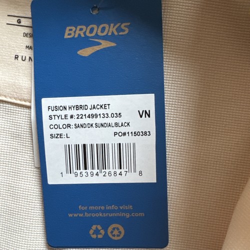 Brooks Women’s Large Hybrid Fusion Full Zip Running Jacket Beige/Gold NEW - Picture 8 of 10