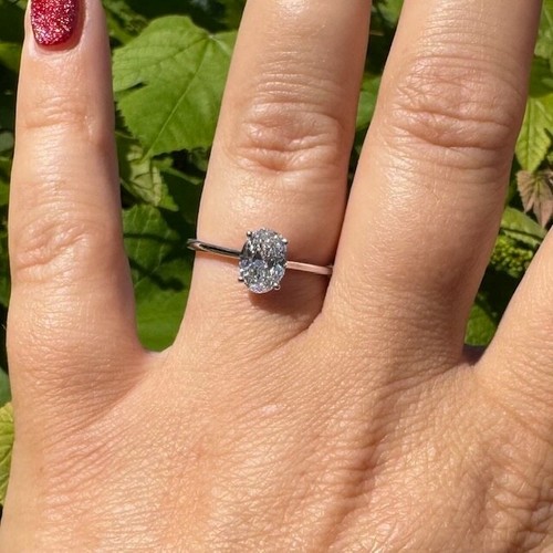 14kw 1.02ct Lab Grown Diamond Oval Engagement Ring VS1 E/F Color Size 7 IGI Cert - Picture 5 of 7
