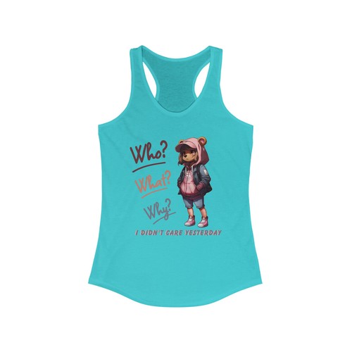 Women's Racerback Tank: Who, What, Why Street Wear Chic - Picture 8 of 9