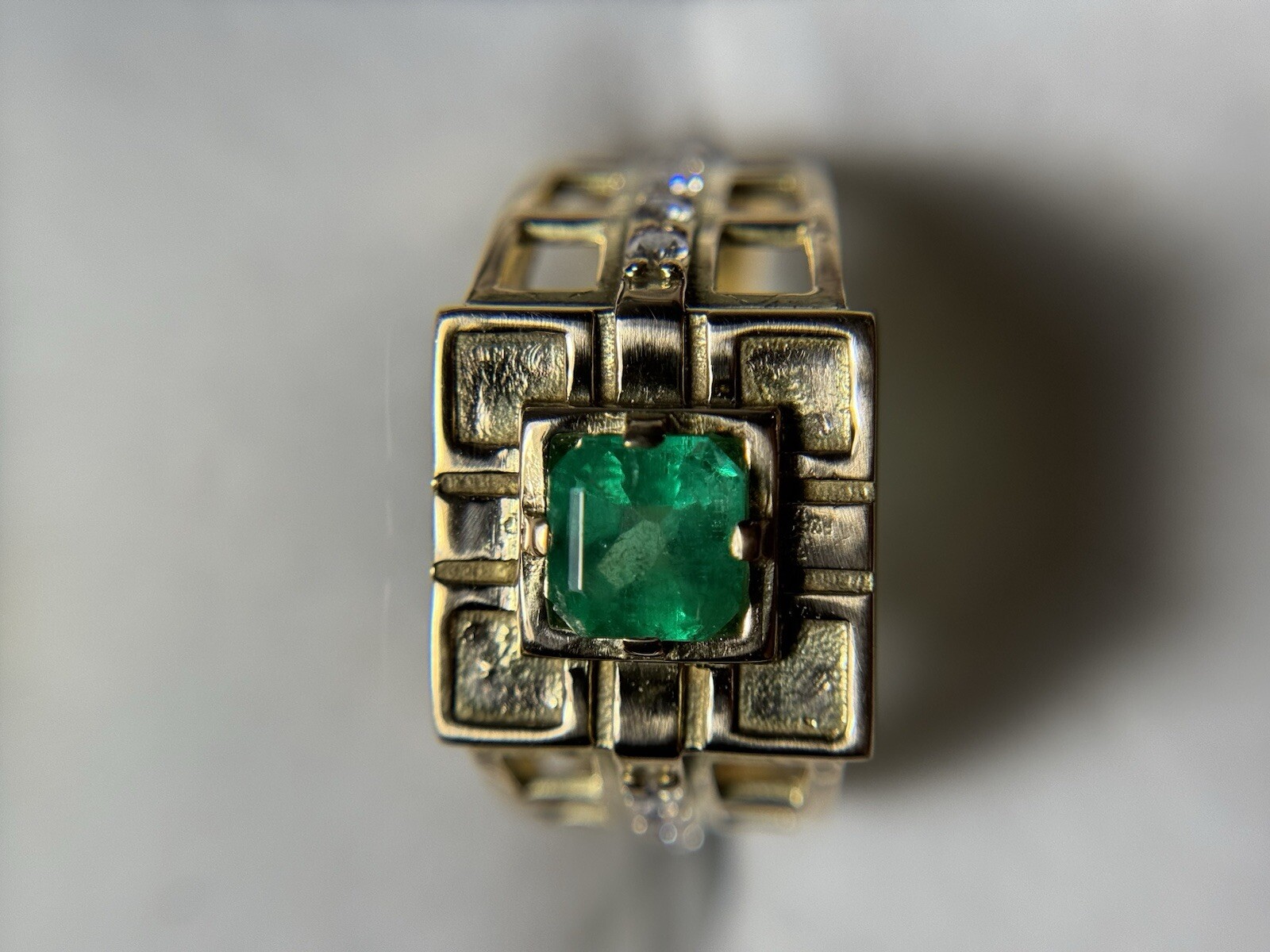 18k Emerald Men Ring | eBay