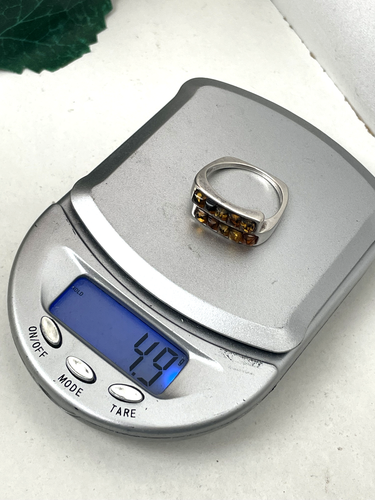 GORGEOUS VINTAGE MODERNIST 925 SOLID STERLING SILVER AMBER RING SIZE Q 8 - Picture 13 of 14