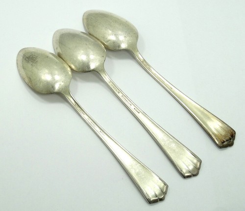 Vintage 3 Pc Set WALLACE SECTIONAL HUDSON PATTERN Silver Plate TEA SPOONS 5-3/4" - Picture 3 of 5