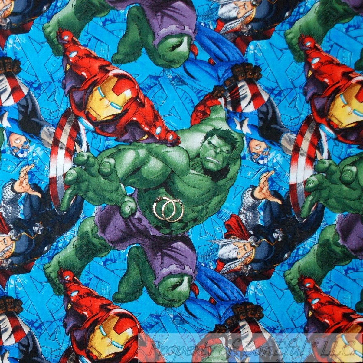 BonEful Fabric FQ Cotton Quilt Avengers Super Hero Hulk