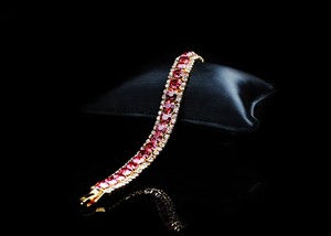 18K-Rose-gold-Solid-Red-and-Gold-RubyGemstone-Women-039-s-Tennis-bracelet-Gift