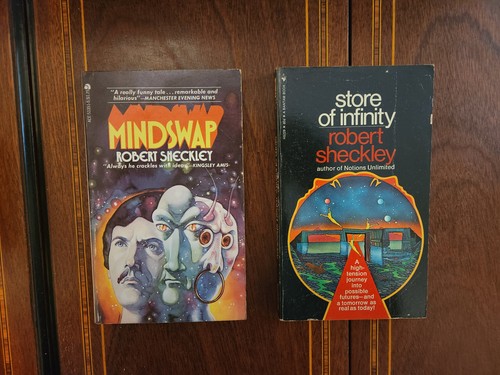 LOT OF 2 ROBERT SHECKLEY MINDSWAP & STORE OF INFINITY VINTAGE SF PB 1970, 1978