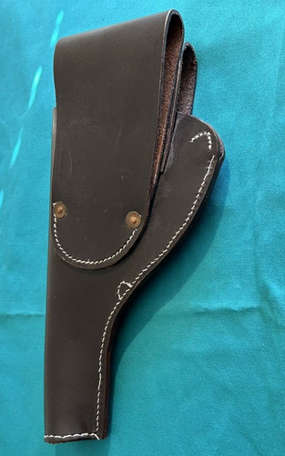 US WW1 M1917 1942 .45 PISTOL REVOLVER HOLSTER DYED BROWN LEATHER REPLICA - Picture 2 of 6