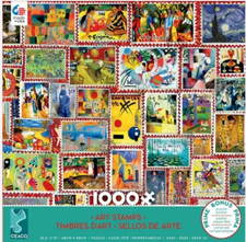 1000 Pieces Jigsaw Puzzle Art Stamps 27 X 19 Ceaco With Poster