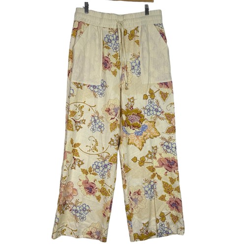 NEU House of Harlow 1960 Hose weites Bein Blumen große Leinenmischung aufgesetzte Taschen - Bild 14 von 14