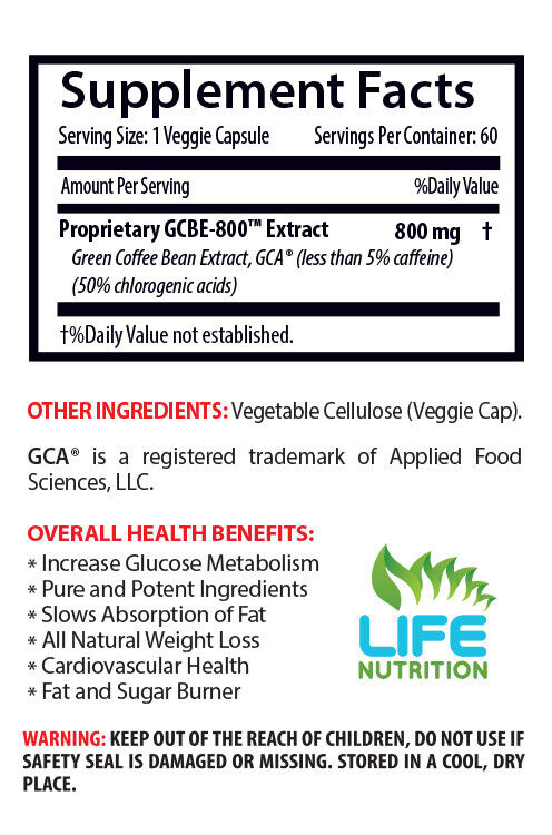 Metabolism Miracle - Green Coffee Extract GCA 800mg - Slimming Green Coffee 6B Standaard nieuwste product