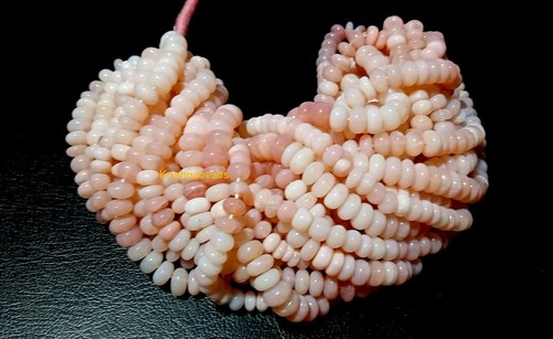 Pink Opal Rondelle Smooth 7-8mm  Gemstone Beads 16"Inch 1 Strand Natural - Picture 5 of 12