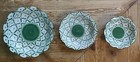 Thai Green & White Ceramics Plate, 3 Pieces