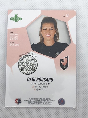 2022 Parkside NWSL | #63 Cari Roccaro Angel City FC ACFC | Foil Board - Fresh! - Picture 2 of 2