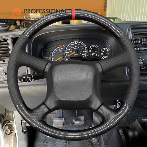 MEWANT Leather PU Carbon Fiber Steering Wheel Wrap for Chevrolet (Chevy) Blazer - Imagen 3 de 10