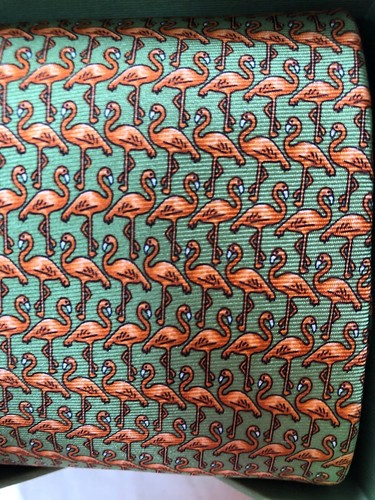 Tommy Bahama Herrenkrawatte grün stehender Flamingo 335 - Bild 3 von 3