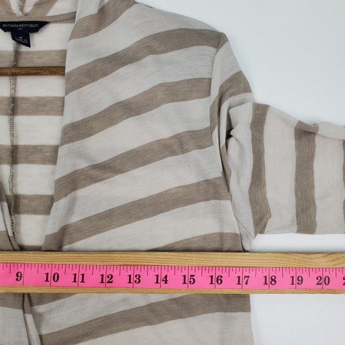 Banana Republic Womens Wool Blend Striped Cardigan Size M Beige Lightweight - Picture 12 of 14