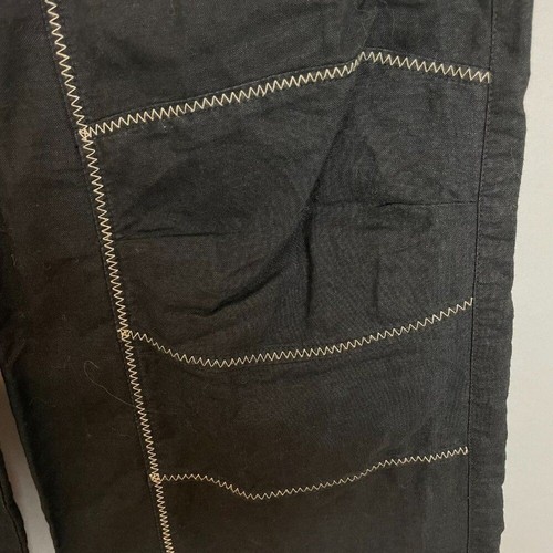 Pantalones Negros Lino Algodón Hebilla Cintura Talla 2 Tiro Bajo Recortado Patinador Informal - Imagen 12 de 13