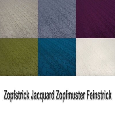 Stoff Zopfstrick Jacquard Zopfmuster Jersey Meterware uni einfarbig ab 0,25  m
