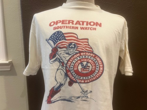 Vintage 90's Operation Southern Watch USA White T Shirt Size L - Picture 1 of 4