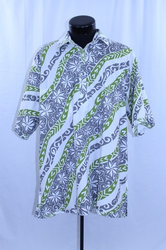 Camicia vintage Go Barefoot Hawaiian Button XL Made USA Hawaii 1/4 piumino Aloha Tribal - Foto 16 di 20