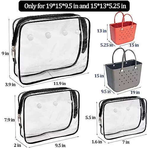 3 Packs Clear Bogg Beach Tote Bag Accessories Hole Insert Bag Organizer - Picture 2 of 7