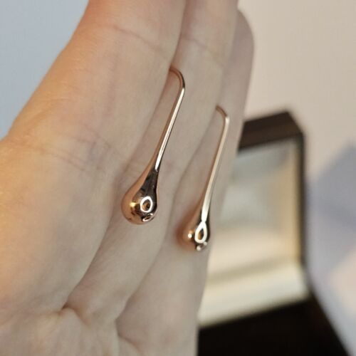 9ct Rose Gold Teardrop Dangly Threader Drop Earrings 2.6cm - Picture 13 of 24
