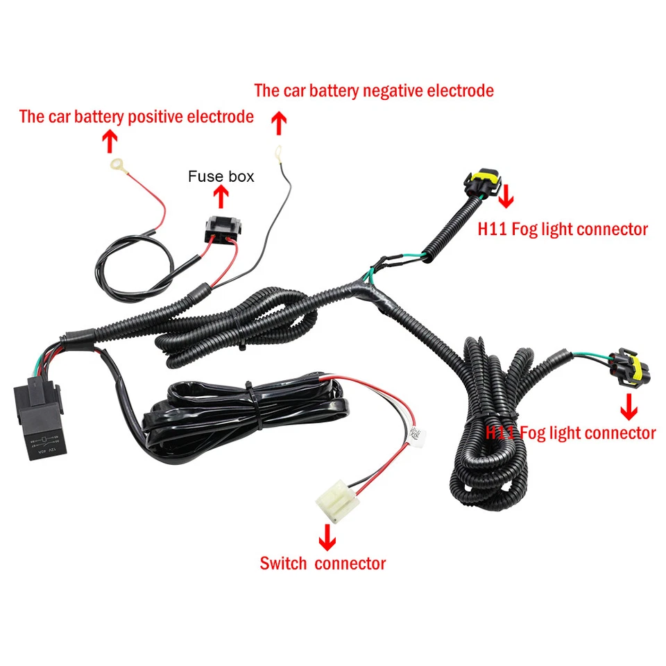H11 Fog Light Wiring Harness Sockets Wire LED w/ indicator Switch Kit For Toyota - Image 2 of 4