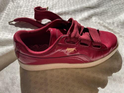 PUMA Womans Shoes Size 7.5 Sport Basket Heart Patent Tibetan Low Top Sneaker - Picture 2 of 9