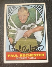 PAUL ROCHESTER Signed Autographed 1967 Topps Card # 100   New York Jets