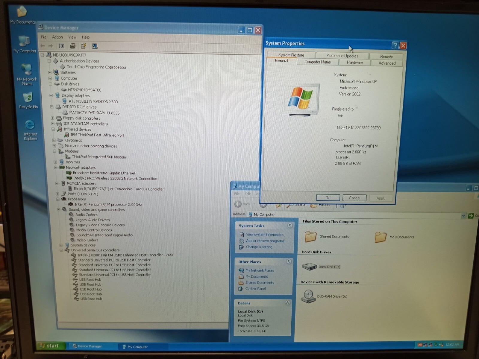 IBM Thinkpad T43 15"inch LCD Retro Gaming 40GB 2.0GHz Pentium M 2GB WINDOWS XP - Picture 3 of 11