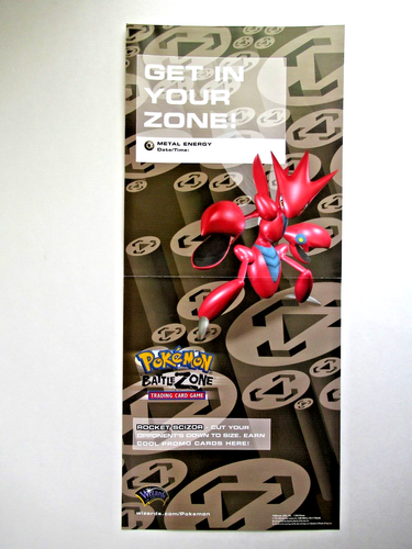 Pokemon TCG Rare Promo Battle Zone Poster Unused Rocket Scizor 9 1/2" by 22" - Picture 2 of 2