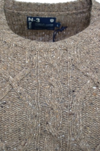 Freeman T Porter pull homme torsades camel chiné Helmut Mille Fili taille L - Imagen 4 de 11