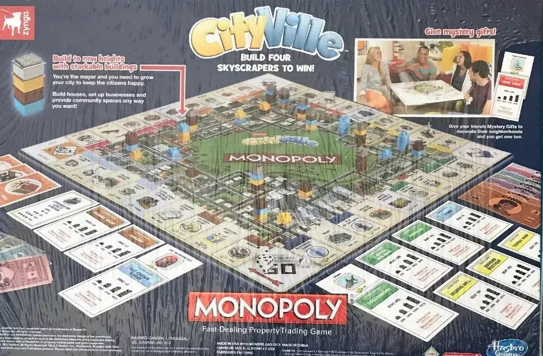 Jogo de tabuleiro Zynga Cityville Monopoly Novo Selado