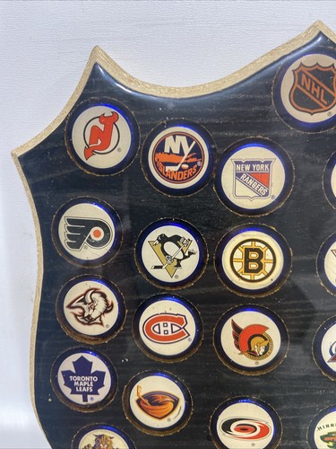 Labatt's NHL Bottle Caps Display Complete Hockey Team Logo Shield Set Covered - Picture 3 of 17