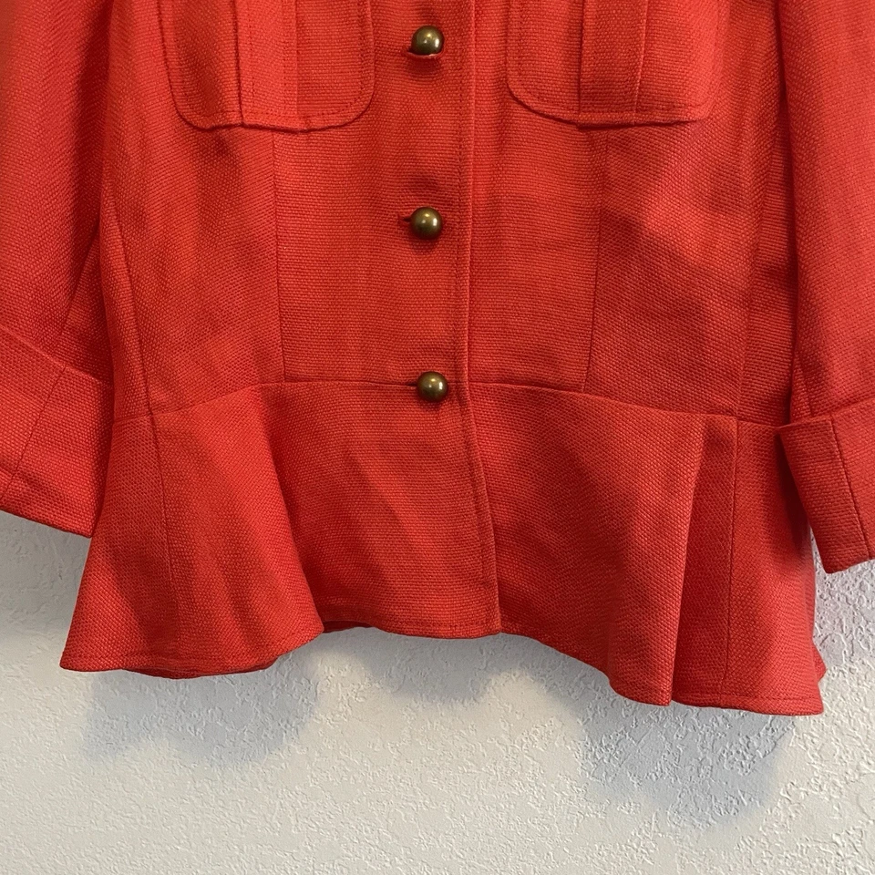 Chaqueta Ralph Lauren Mujer Talla 6 Naranja Lino Informal Estilo Militar Foto 2 de 4