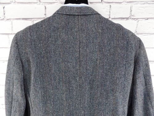 Harris Tweed Mens 42R Herringbone Sport Coat Suit Jacket 2 Button Front Blue - Picture 6 of 11