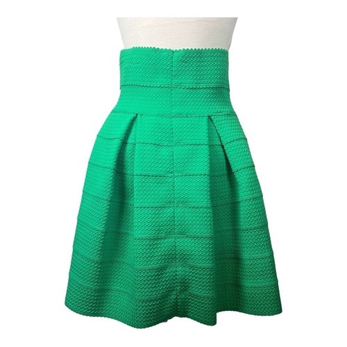 H&M TEXTURED A-LINE BUBBLE SKIRT Y2K GREEN WOMEN'S SIZE SMALL - Picture 4 of 9