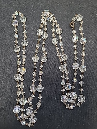 Faceted Crystal Chain,52" Each Bead Linked, Lite AB Color