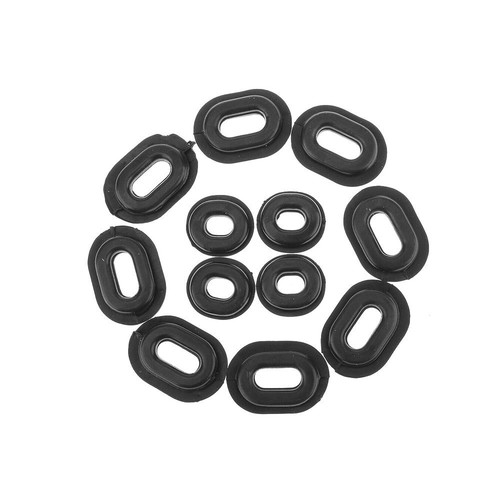 12Pcs Motorcycle Oval Round Rubber Side Cover Grommets Fits Honda Suzuki Black - Picture 1 of 12