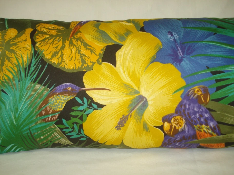 Funda de almohada decorativa con acento lumbar colibrí loros hibisco tropical 10x20 Foto 3 de 4