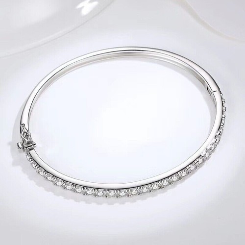 3mm D VVS1 Moissanite Bracelet Bangle 925 Sterling Silver Pass Diamond Tester - Picture 3 of 11