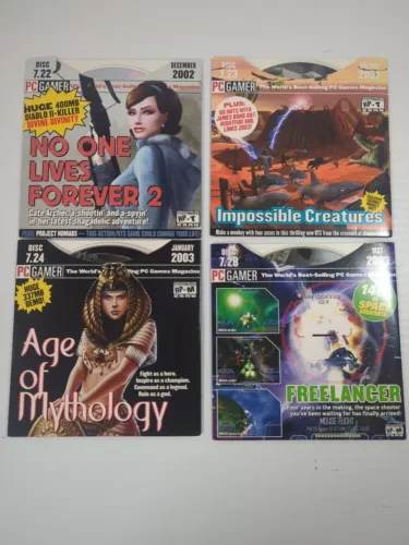 Vintage LOT of 4 PC GAMER DEMO CD discs - Assorted 2002 2003