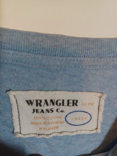 Wrangler Herren Größe Large Henley hellblau Langarm 1/4 Knopf Hemd - Bild 7 von 8