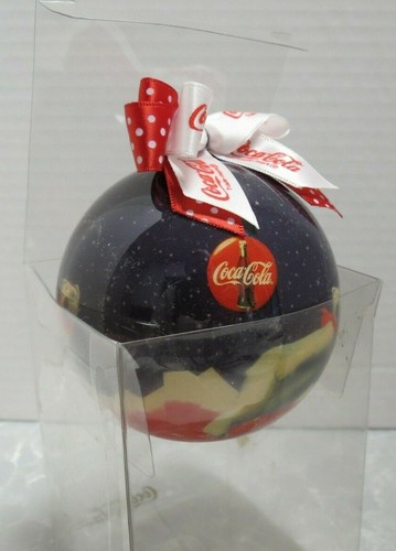 Vintage 1995 Coca-Cola Round Christmas Ornament - Polar Bear Skiing With Coke - Picture 5 of 7
