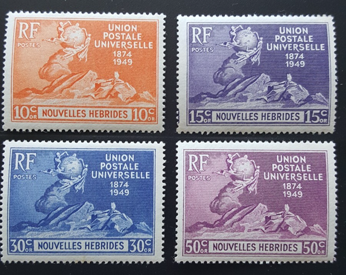 French New Hebrides 1949 UPU Sc#79-82, SG#F77-80 - VLH FRESH complete set