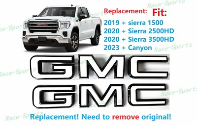 #ad #ad Front Rear Black White GMC Emblem 2020 Sierra 1500 2500HD 3500HD 2023 Canyon $84.80