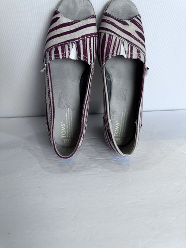 Toms Sandals Canvas & Jute Platform Espadrille Striped Peep Toe Wedge Red 9.5 W - Picture 3 of 24