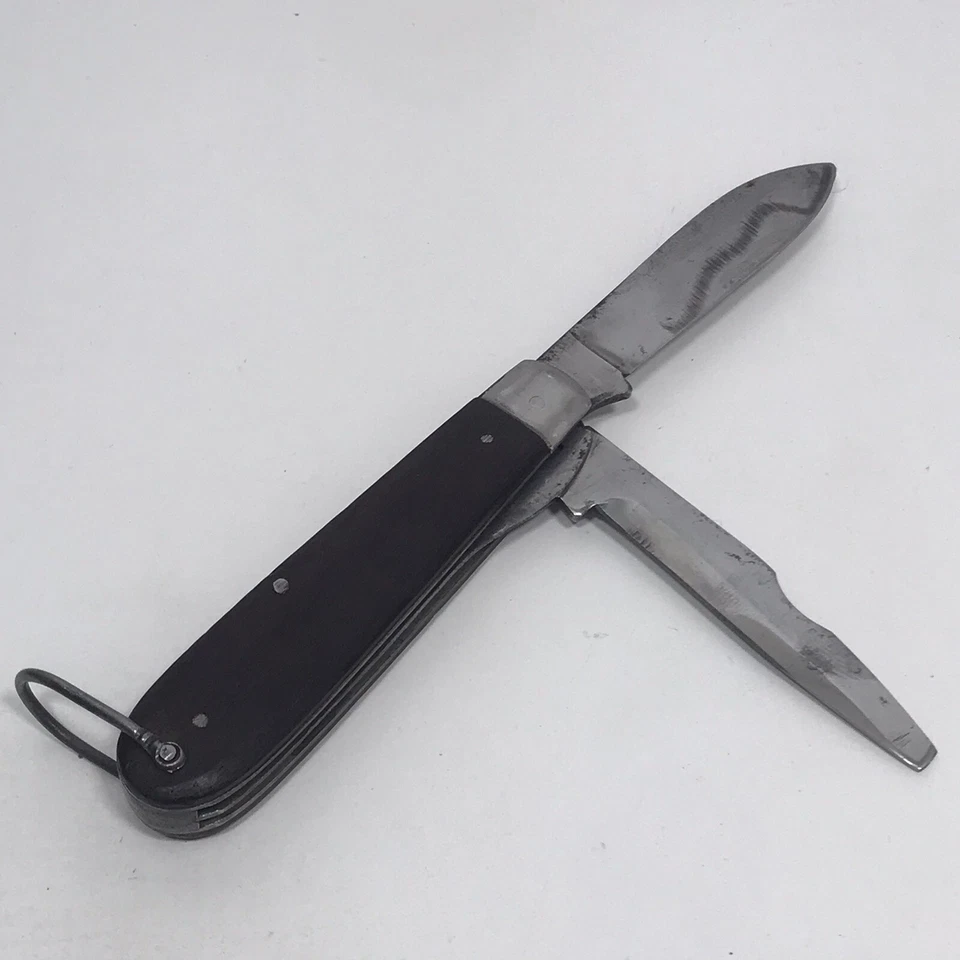 Vintage Sabre 635 Japan Folding Pocket Knife Electrician Linesman Wood Handle - Image 4 of 4