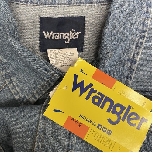 Wrangler NEW Men's Size 2XLT Tall Blue Denim Pearl Snap Western Cowboy Cut Shirt - Picture 6 of 10