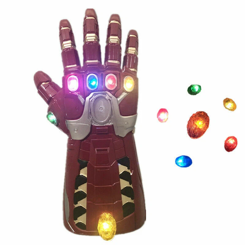 Lo último Thanos Infinity Guantes Guantelete Hulk Luz LED Vengadores Iron Man Juegos con disfraces PVC Foto 4 de 4